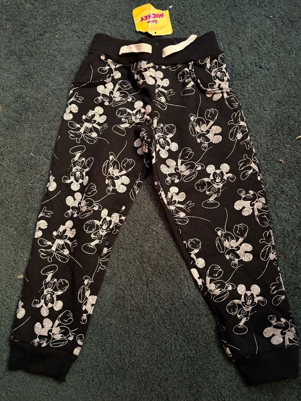 Disney Junior Mickey Mouse Jogger Pants Size 4T Black White Print